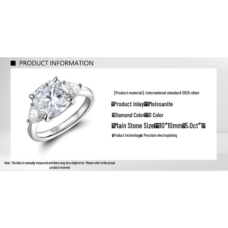 

Elegant Moissanite Women s Ring - Classic 5 Carat Sterling Silver S925, High-End Design US 8.5 (HK 19)