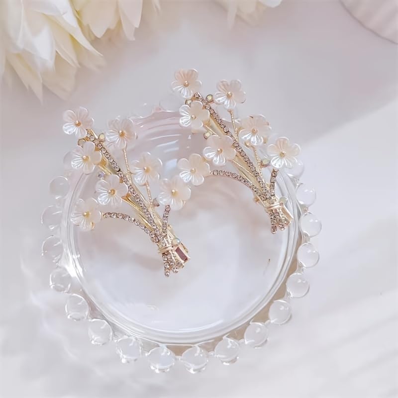 2pcs flower decor Hair Clips Slide Bridal Hair Accessory snap Hairpins