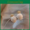 Minimalist Pineapple Silver Needle Earrings With Pearl Design For Daily Wear