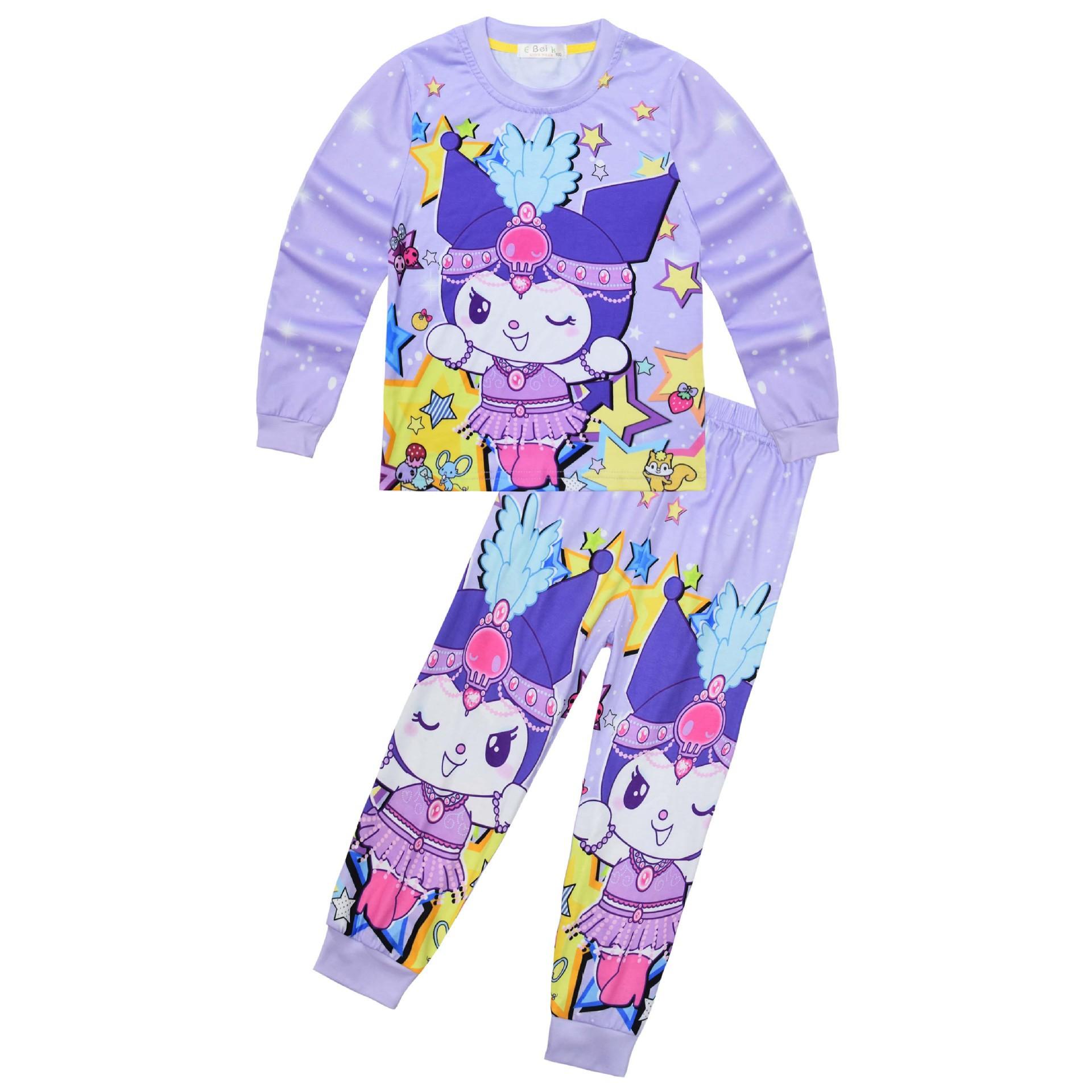 

Set, Cartoon Digital Printing, Middle-Aged And Older Children S Loungewear, Long Sleeves + Trousers Set 7911 110