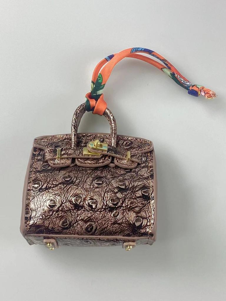 H Mini Platinum House Shaped Small Treasure Slant Hanging Small Pendant Creative Cute Earphone Bag Keychain