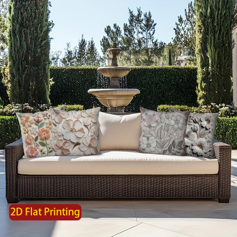 2D Floral Embossed Pattern Decorative Pillow Covers Pattern Cushion Cover Suitable For Sofa Bedroom Car Pillow Cover