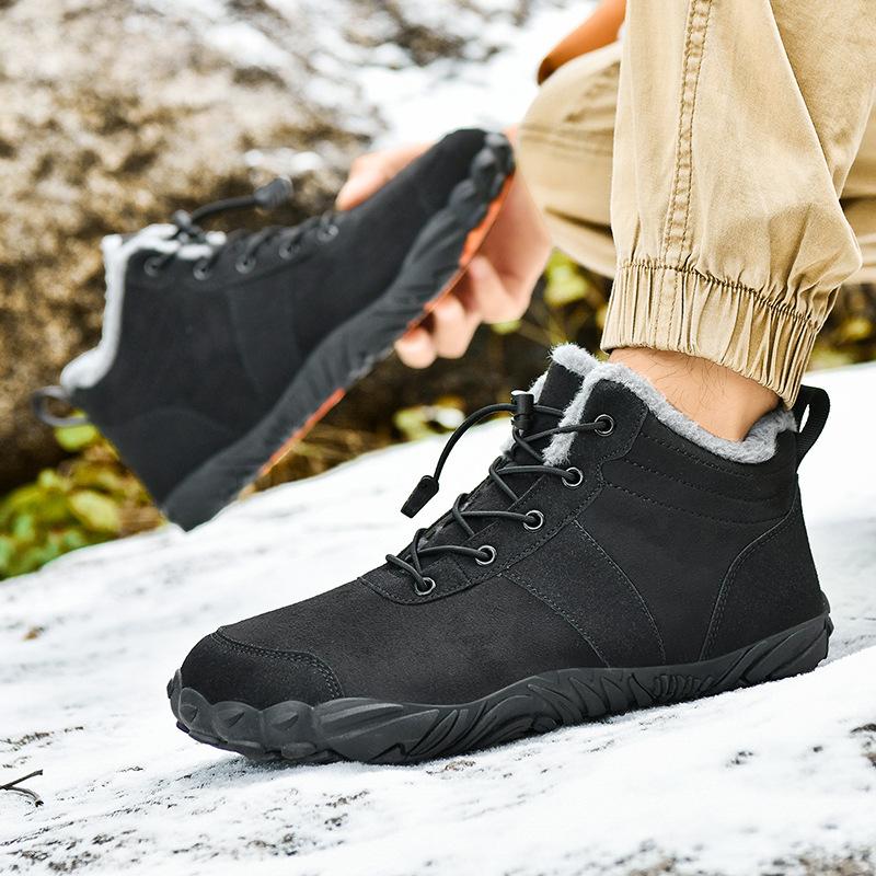 Winter warme Baumwollschuhe Outdoor Wandern Fünf-Finger-Schuhe aufgeschichtet und verdickt mittlere Höhe für Männer und Frauen Paare große Größe Schneestiefel