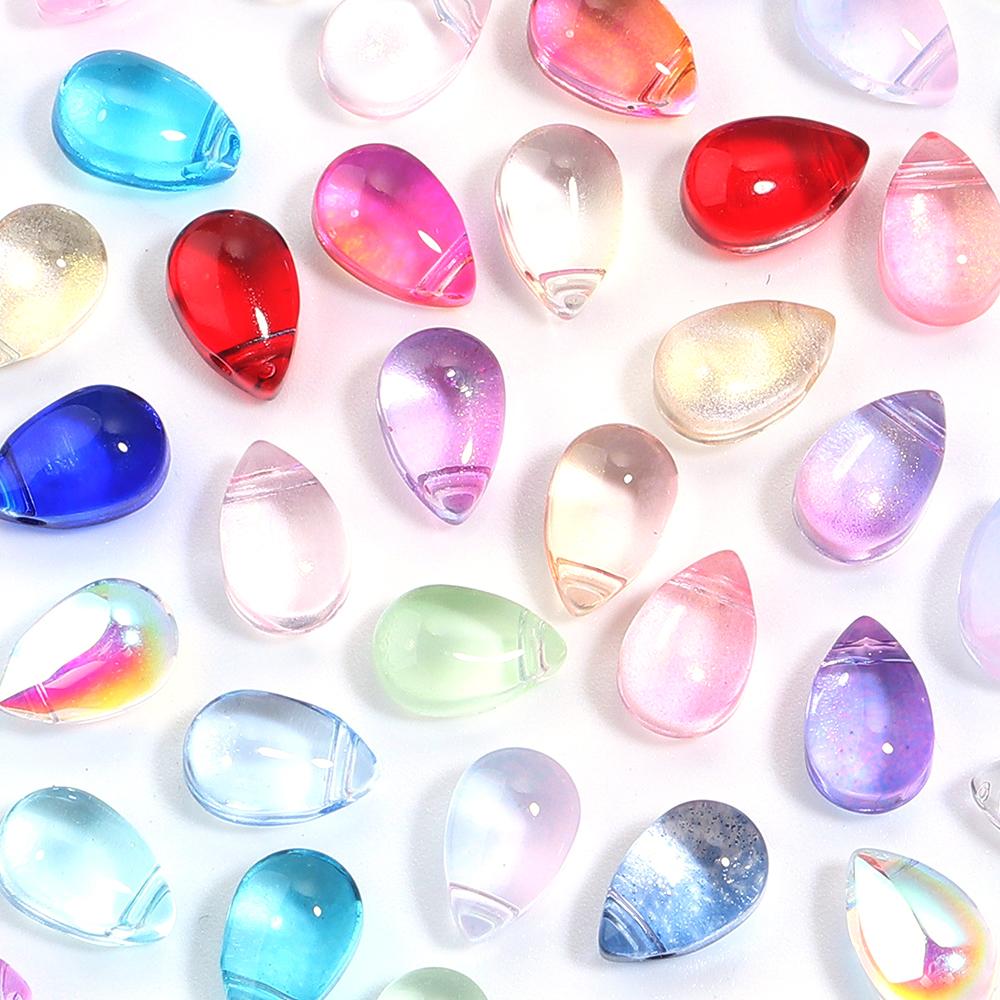 50pcs/lot 9x6mm Droplet Shaped Lampwork Beads Colorful Loose Spacer Glass Seed Beads For DIY Charm Necklace Earrings Accessories