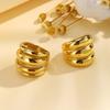 Double Layer Chunky Ring for Women, Gold Plated Stainless Steel, High Polish Statement Band Radial Ring