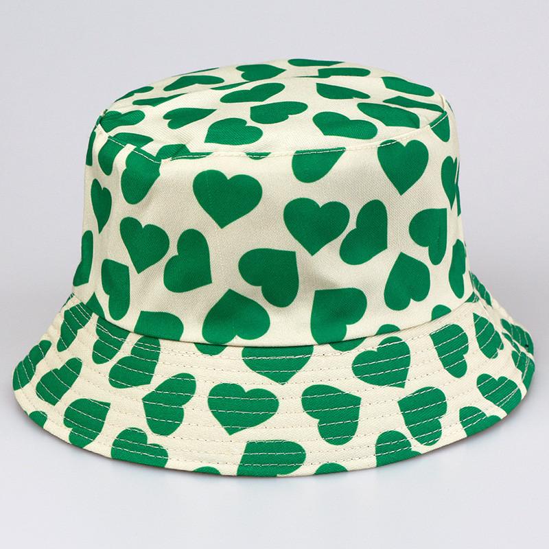 Summer Heartshaped Printed Doublesided Hat Outdoor Sunscreen Fishermans Hat