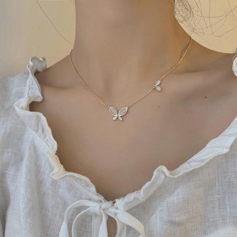 

2021 Trendy Light Luxury Butterfly Necklace in 925 Sterling Silver with Mother-of-Pearl.