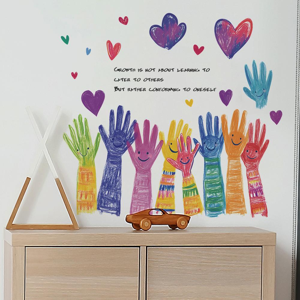 Personalized Hand-painted Palm Heart-shaped Cloud Bedroom Iving Room Commercial Space Beautification and Decoration Wall Stickers