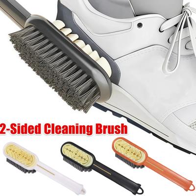 2-seitige Wildleder-Reinigungsbürste mit langem Griff Schuhbürste Sneaker-Reiniger Schuhe Flecken Staub Stiefelreiniger Fleckenentfernung Gummibürste