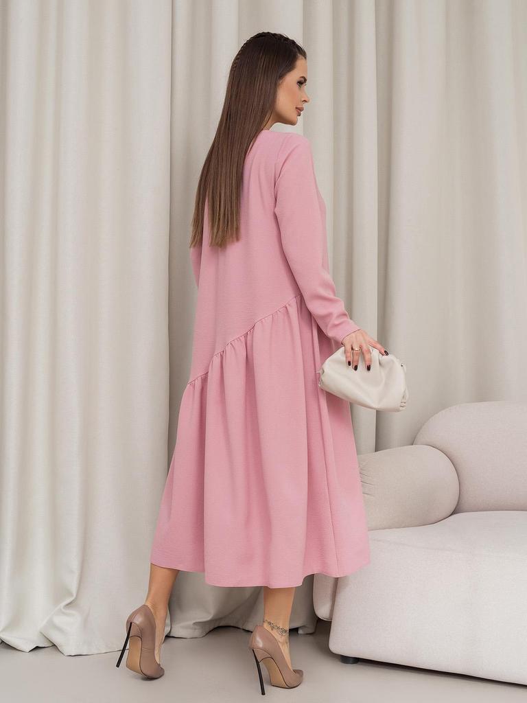 Pink Dress with Asymmetrical Flounce ISSA PLUS