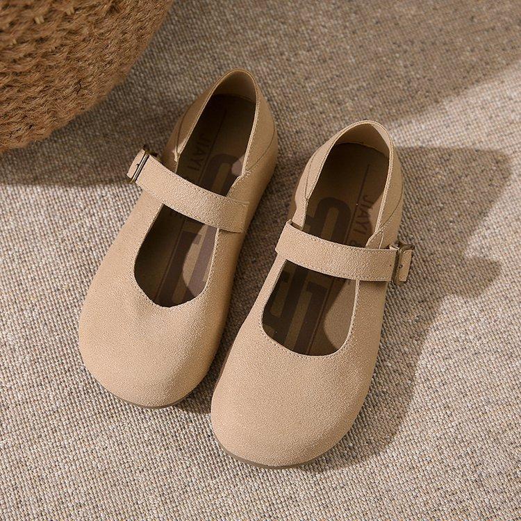 Damen Mary Jane Schuhe aus Leder 2025 Herbst neu retro Boken Schuhe flach zwei Tragevarianten Umstandsschuhe Taschenkopf Einzelschuhe weich