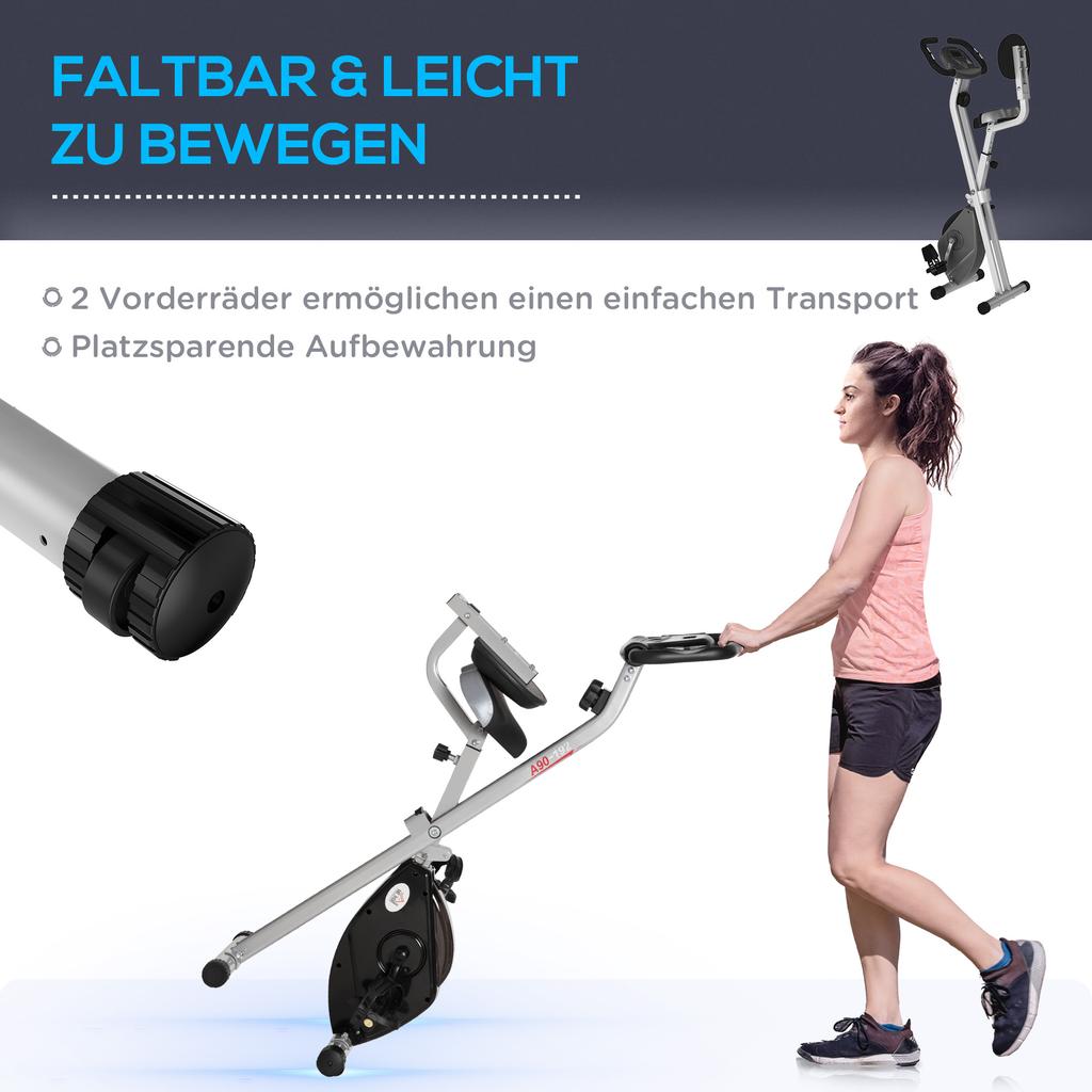 Exercise Bike Bicycle Trainer with 8-Level Adjustable Magnetic Resistance Height-Adjustable Steel Black+Grey