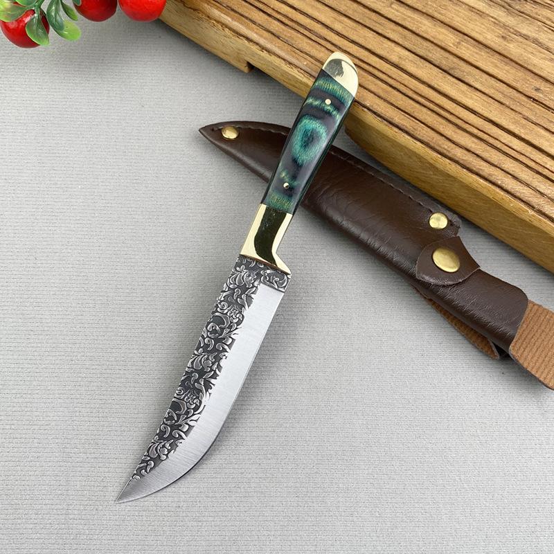 Coltello da macellaio forgiato per disossare, coltello da cucina mongolo in acciaio inossidabile, coltello da frutta per carne, coltello da bistecca di agnello arrosto con copertura