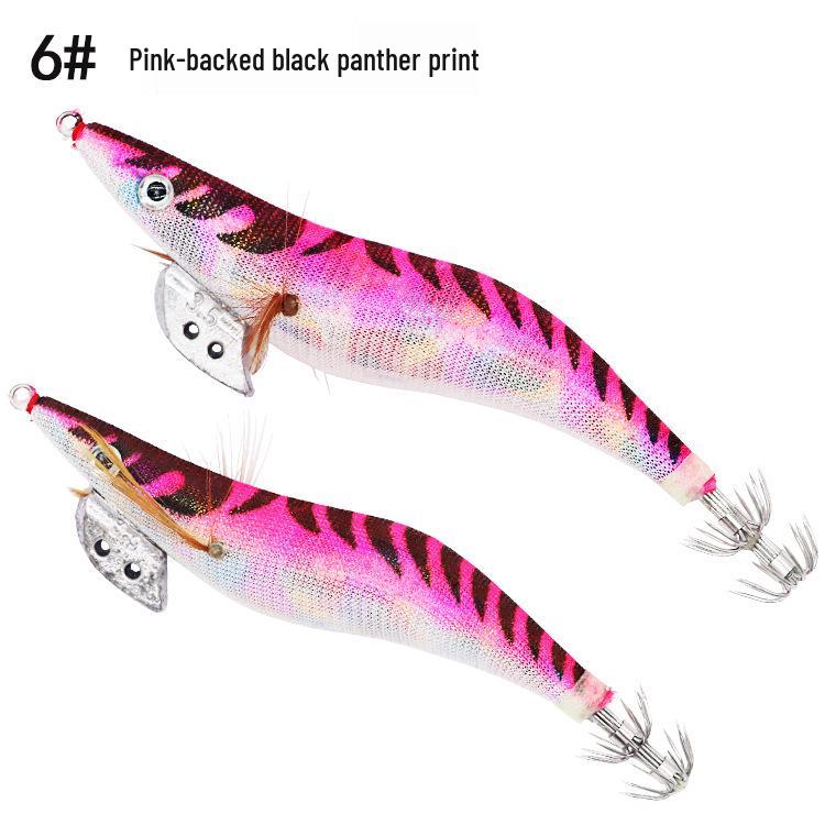 Fishing Lure Set: Luminous Squid Hooks & Wooden Shrimp Bait (3.0#-3.5#)