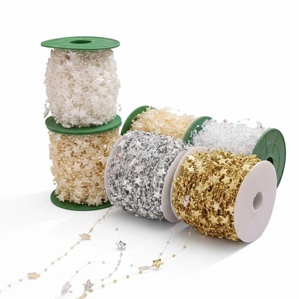 Plastic Star Beads Chain Electroplated Christmas Star Chain Decoration  For Diy Jewelry Making
