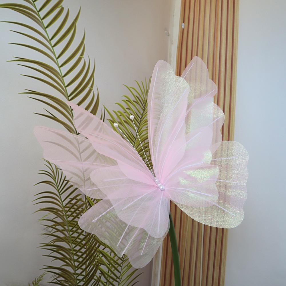 30/50cm Fake Butterfly Outdoor 3D Silk Yarn Butterfly Wedding Party Decoration
