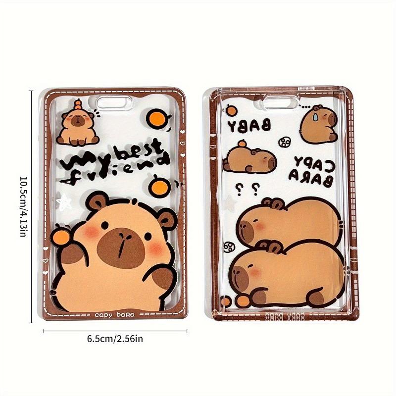 Cute Cartoon Retractable Lanyard Card Holder, Transparent Anti‑Loss Card Case for Students