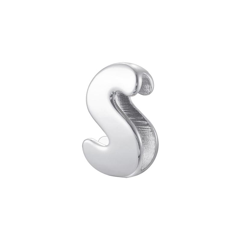 1Pcs Silvery Large/Small Polished Bead Letter Charm Pendant Suitable for Handmade Jewellery Accessories 1 Piece: VZ518