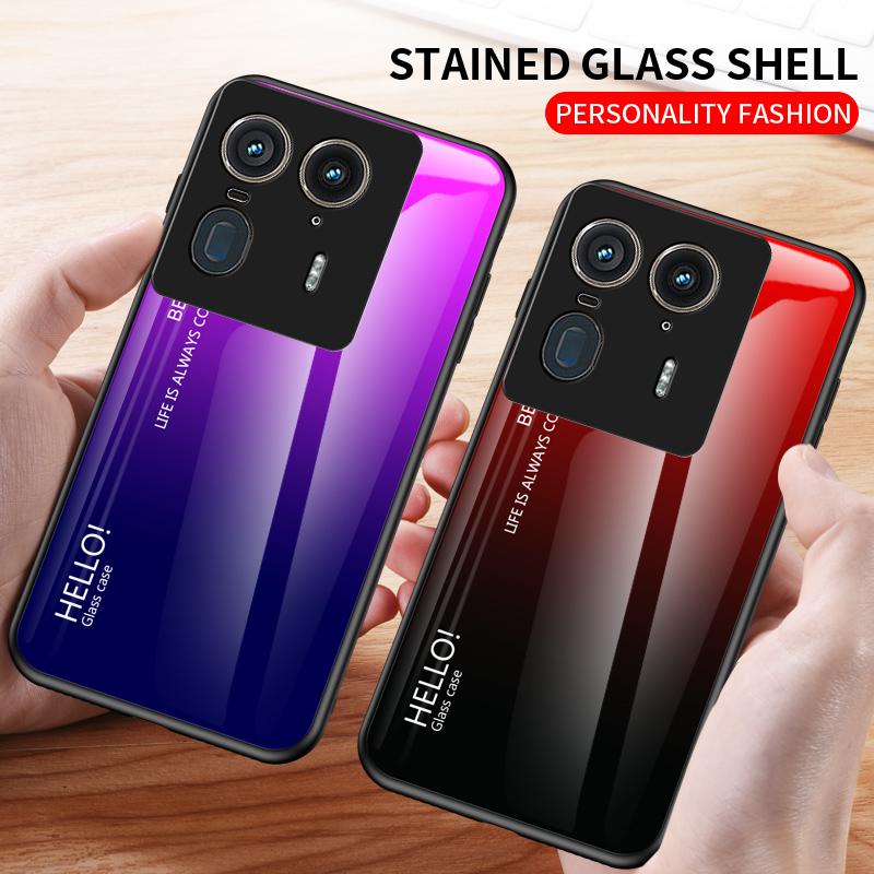For Motorola Edge 50U X50U 50 Pro 50F 40 Neo 40 30U 30 20 Gradient Textured Glass Phone Case