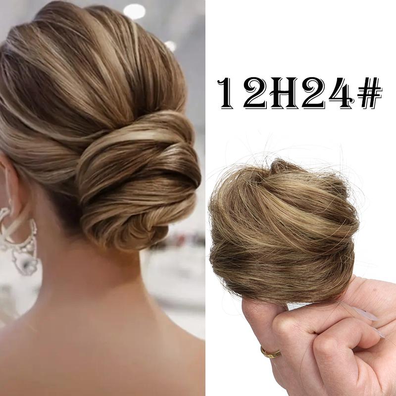 Moño Desordenado de Donut Sintético Chignon Recogido Extensión de Cabello Elástica para Mujeres Accesorios de Cabello Perezosos