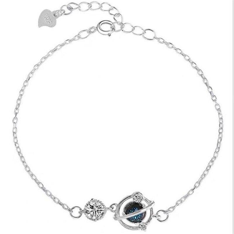 New Arrival Around The Planet Flash Beads Fantasy Guardian Blue Mercury 925 Sterling Silver Jewelry Crystal Bracelets Sl082