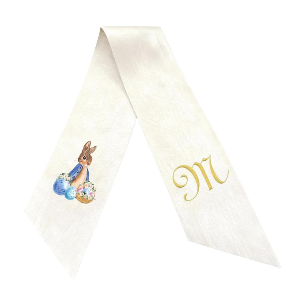 Easter Wreath Bow Custom Embroidered Monogram Spring Bunny Wreath Sash For Front Door Hand Tailored Easter Decorations Spring Bows For Wreaths