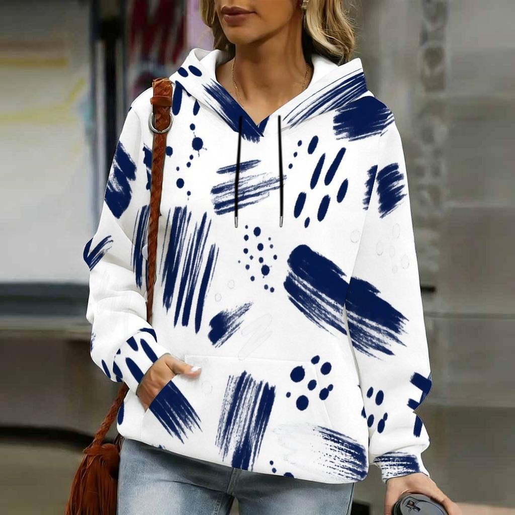 Women s Plus Size Swirl Gradient Printed Hoodie Long Sleeve Drawstring Kangaroo Pocket Pullover