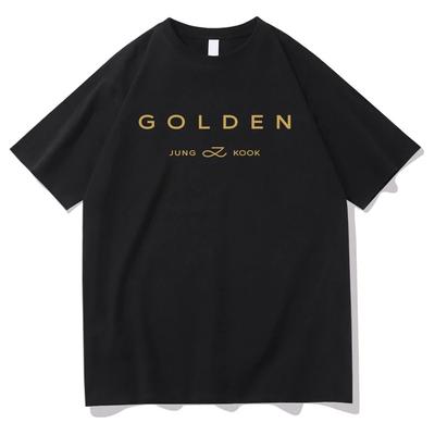 Camiseta JungKook Golden 2024 Moda Unissex Harajuku Carta Gráfica Impressão Camiseta Feminina Alta Qualidade Casual Algodão Camisetas Coréia