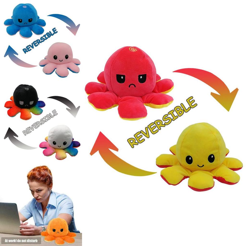 Jucărie de pluș moale și adorabilă, reversibilă, cu caracatiță, pentru copii