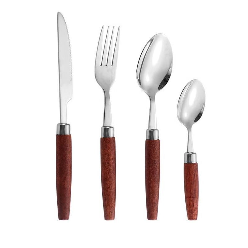 ZISIZ Stainless Steel & Wood Handle Cutlery Set
