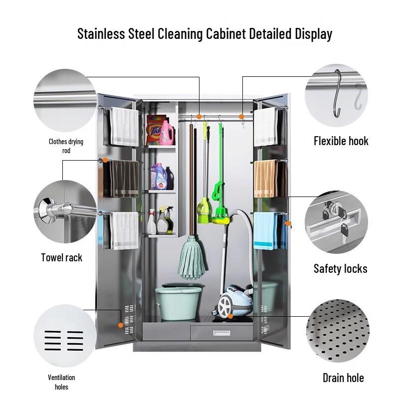 304 Stainless Steel Cleaning Storage Cabinet