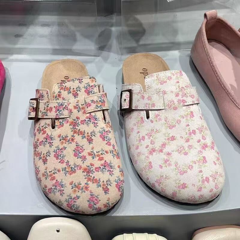New thick-soled matte muller shoes floral bag head Birkenstocks wear half-tow Birkenstocks cool slippers