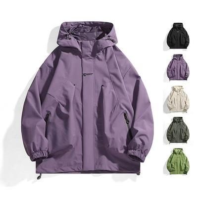 Men's Spring 2026 American Windbreaker: Mountain-Style, Outdoor, Three-Proof, Casual, Loose-Fit Hooded Jacket