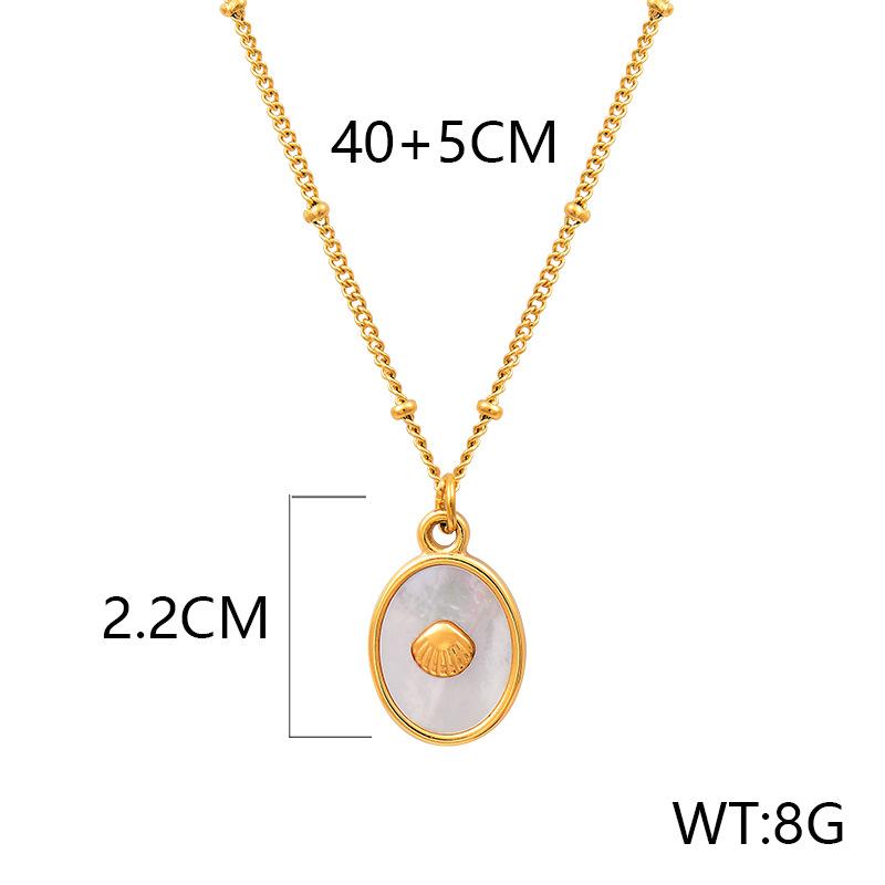 Titanium titanium steel white shell metal scallop inlaid pendant necklace