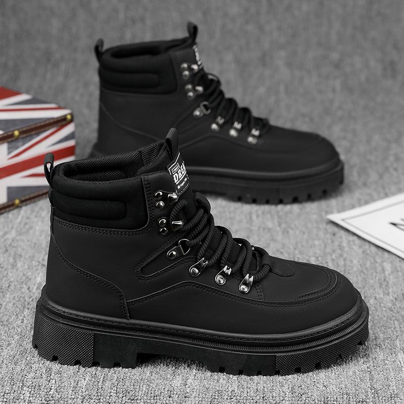 Podzimní a zimní britský styl vysoké boty Pánská módní kožená pracovní obuv Všestranná pánská obuv Přílivové boty Pohodlná všestranná obuv