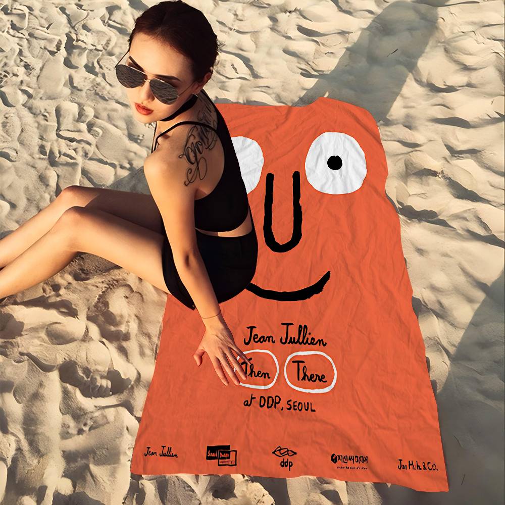 French Illustrator J-Jean Art Jullien Microfiber Blanket Quick Drying Beach Towels Oversized Printing Super Absorbent Pool