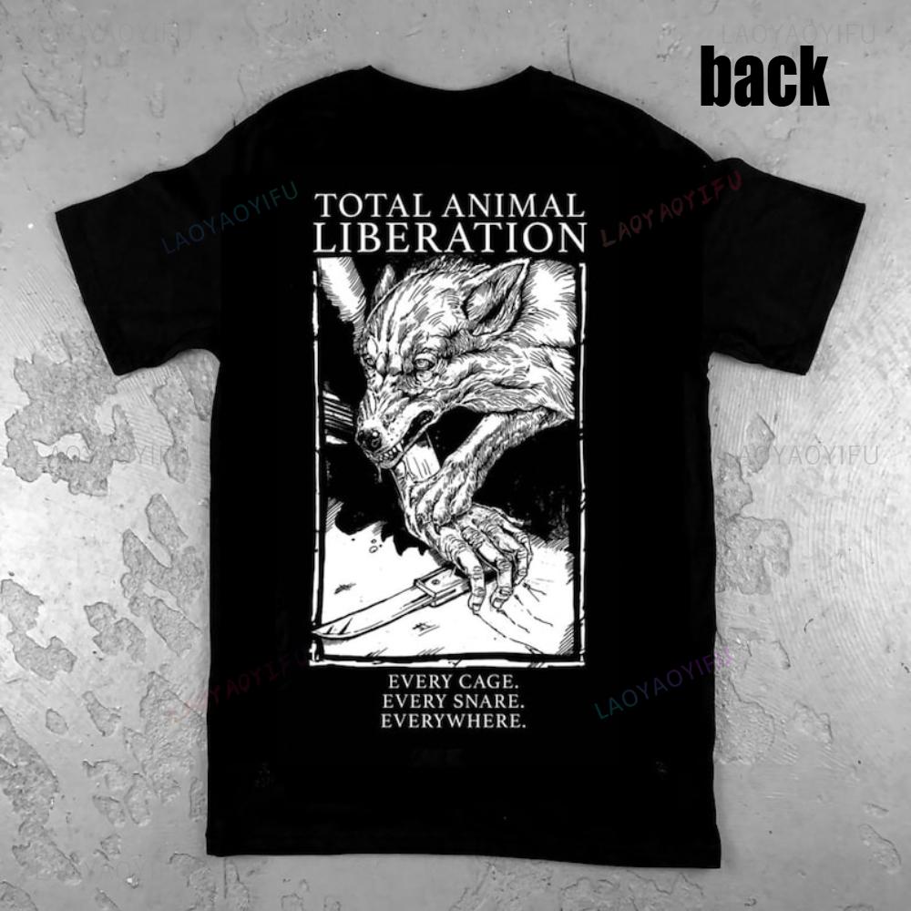 Total Animal Liberation Vegan Animal Rights Shirt Punk Style Men Women Backprint Tshirt Harajuku Vintage Oneck Hot Sale Tops