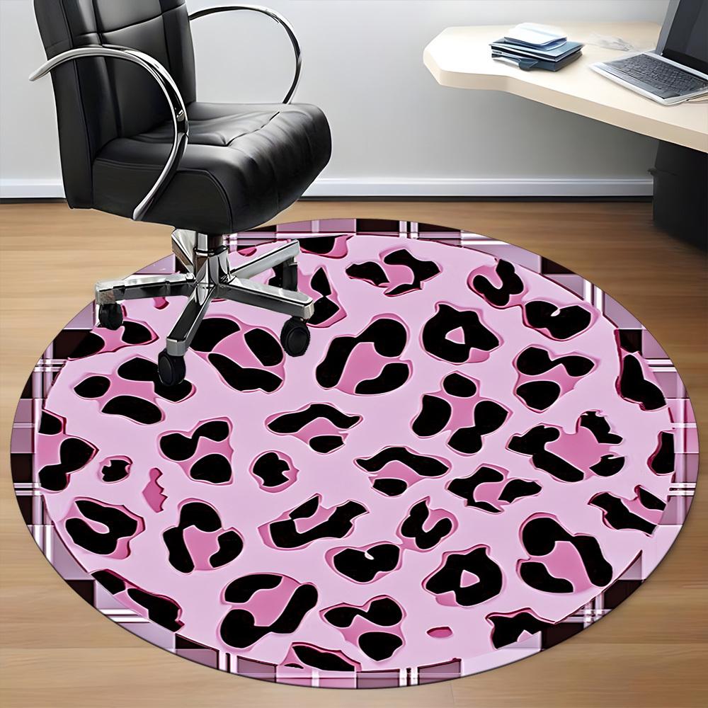 1 Stück Rosa Leopardenmuster Stuhlteppich für das Büro, Rutschfest, Weich und Langlebig, Perfekt für Büro, Wohnzimmer yy251103140