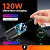 4 In 1 120W Car Charger Voltage Display PD30W Fast Charging with Retractable Cable Roof Starlight For IPhone Xiaomi Samsung
