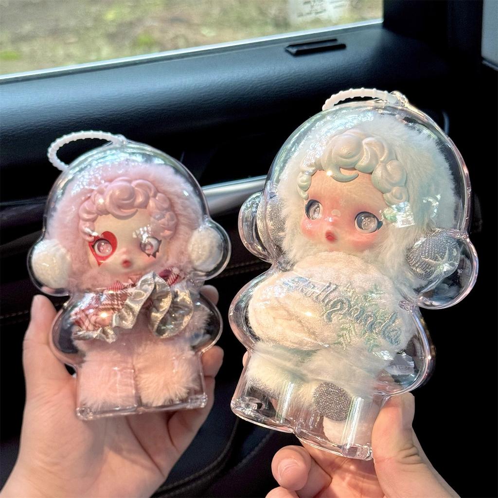 Transparent Protective Case Portable Organizer Box Protective Cover For Skull Panda Winter Movement Plush Dolls Protector Shell