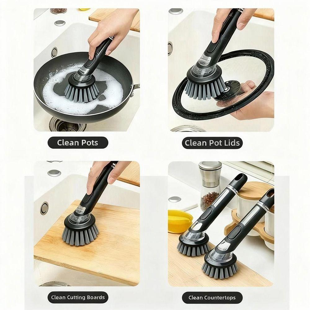 Creative Automatic Liquid Dishwashing Brush Non-Slip Cookware Cleaner Brush  Sink Cleaning