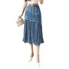 Denim Long Chiffon Maxi High Perfect for and Fall [OGCPWYQZ] Women's Skirt, Skirt, Skirt, Pleated, Waist, A-Line, Knee-Length, Cute, Slimming,