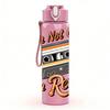 1PC Retro Cassette Tape Quote Graphic,750ml Color Plastic Sports Water Bottle,Leakproof Flip Straw Lid,Suitable for Sports Office Home Use