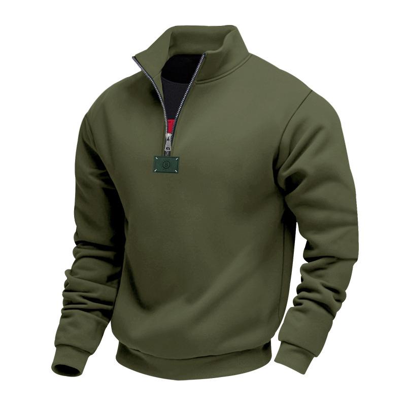 

2026 Autumn and Winter New Casual Solid Color Simple Loose Stand Collar Sweatshirt XXXL зелений