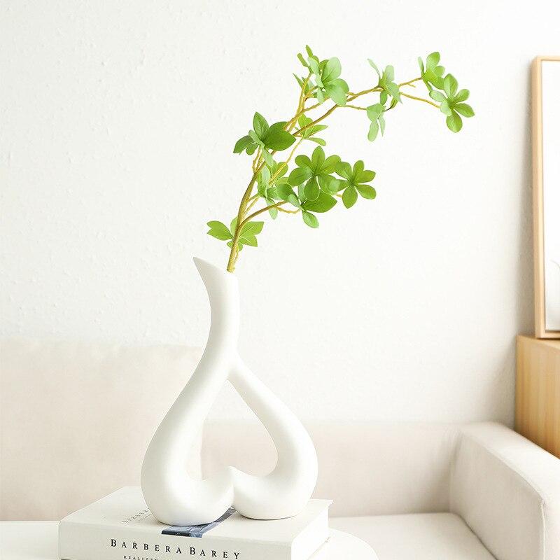 White Decor Home Vase Ceramic Vases Room Decoration Flower Arrangement Container Nordic Desktop Art Flower Pot Decoration