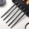 5 Pairs Premium Black Chopsticks Reusable for Sushi Japanese Anti-slip Chop Sticks Lightweight Dishwasher Safe, 9.57 Inches