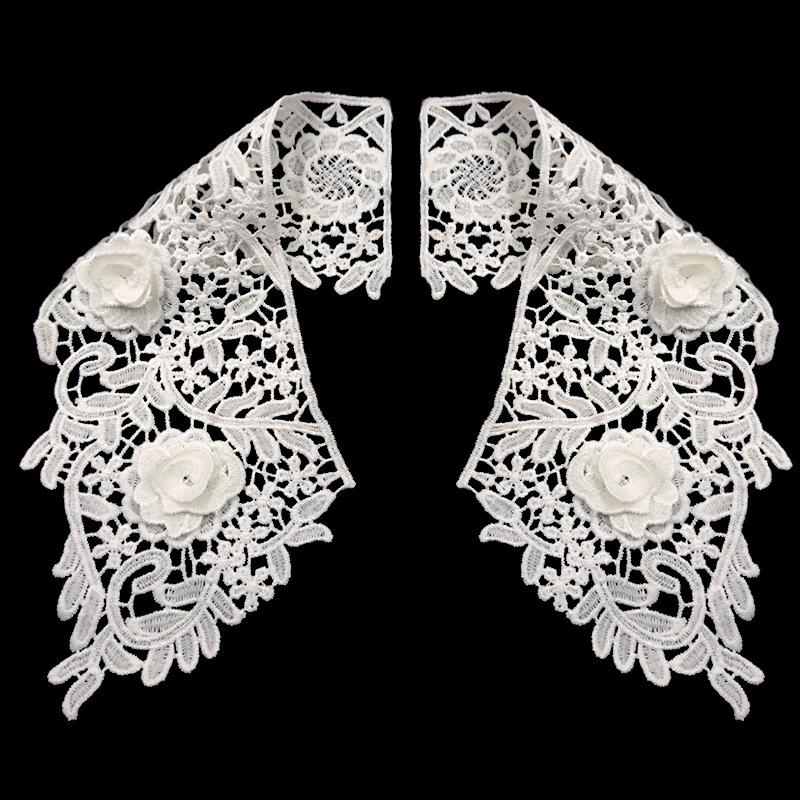 Water Soluble Lace Hollow Embroidery Shoulder Flower Doll Collar Lace Accessories Leaf Pattern Three-Dimensional Hollow Applique Fake Collar
