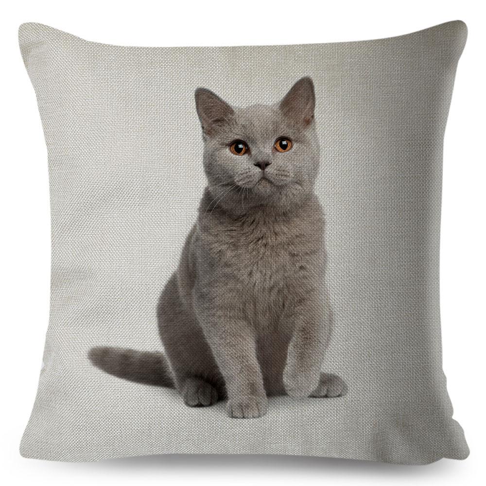 Cute Cat Pillowcase Decor Lovely Pet Animal Print Cojines Cushion Cover Polyester Pillow Case for Home Sofa Children Room 45x45