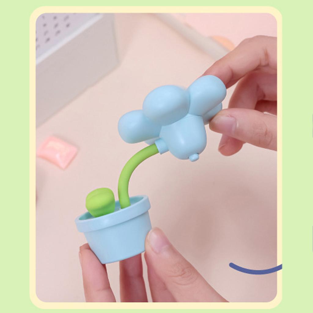 Flower Night Light for Kids Soft Light 360 Degree Bending Battery Powered Bedside Lamps for Living Rom Blue