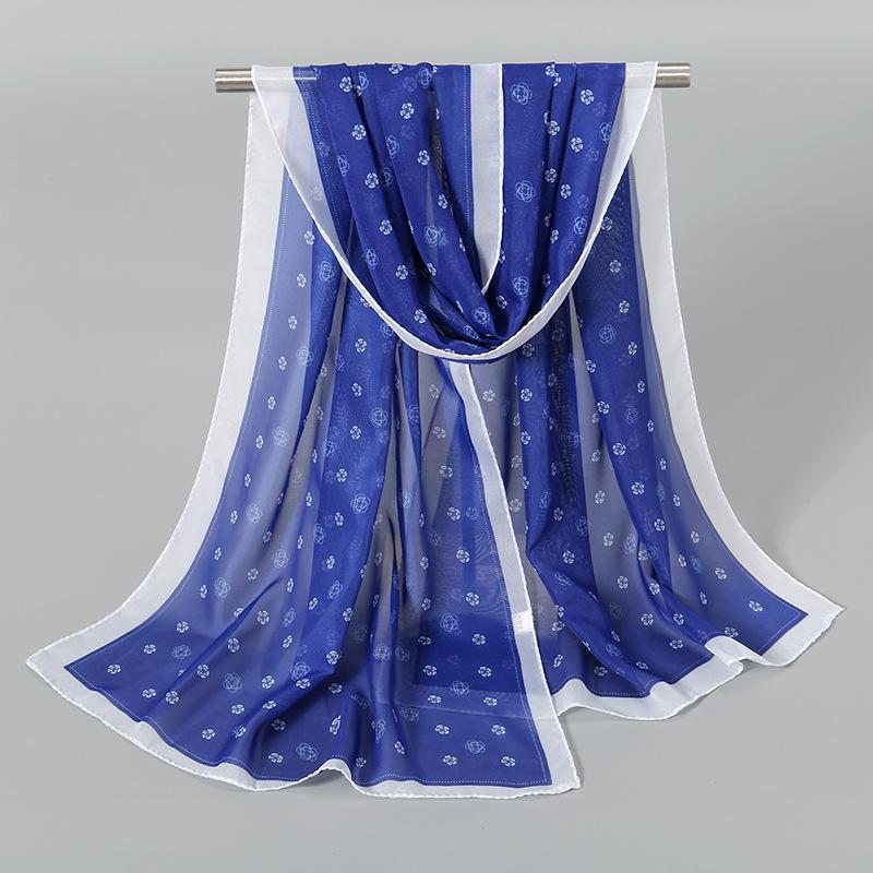 Luxury Chiffon Silk Scarf Spring Summer Scarf Women Head Scarf Beach Shawls Bandana Headband Muslim Hijabs Black Scarf/Scarves